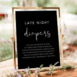 JOVI Modern Edgy Black Late Night Diapers Game Poster