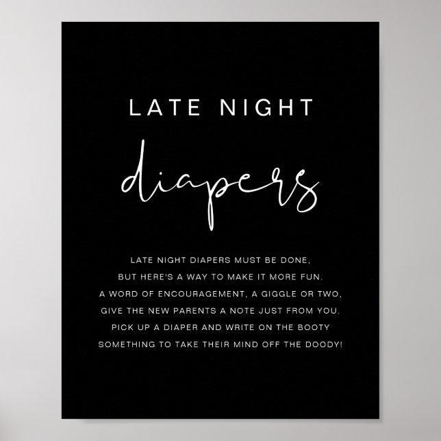 JOVI Modern Edgy Black Late Night Diapers Game Poster (Vorne)