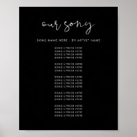 JOVI Modern Edgy Black Wedding Song Texte Poster
