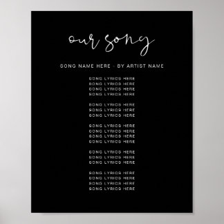 JOVI Modern Edgy Black Wedding Song Texte Poster