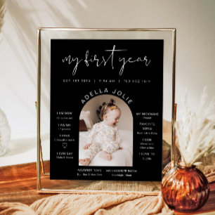 JOVI Modernes Schwarz-weißes Foto Erstes Jahr Meil Poster