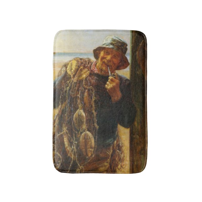 Jovial Fisherman (von Frederick Morgan) Badematte (Vorderseite Vertikal)