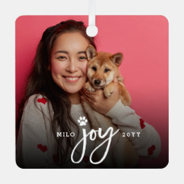 Jow Paw Print Brush Script Foto Dog Weihnachten Ornament Aus Metall