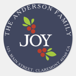 Joy address blue label runder aufkleber