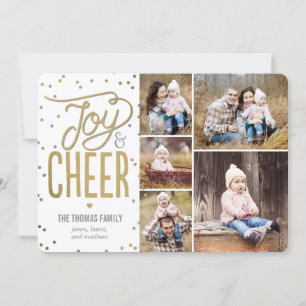 Joy and Cheer Collage Holiday Foto Card Feiertagskarte