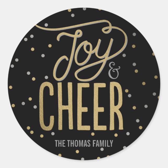 Joy and Cheer Custom Holiday Sticker (Vorderseite)