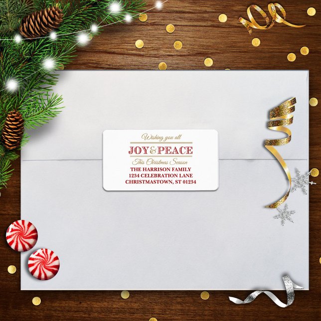 Joy and Peace Christmas Address Labels Adressaufkleber (Von Creator hochgeladen)