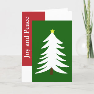 Joy and Peace Christmas Tree Green and Red Holiday Feiertagskarte
