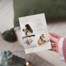 Joy Aquamarin Birth Announcement Gold Foil Folien Feiertagskarte