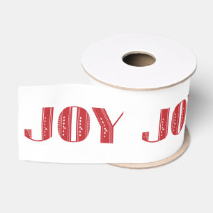 Joy Art Deco Weihnachtsband in Red White Ripsband