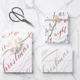 Joy at Christmas Wrapping Paper Flat Sheet Set - 3 Geschenkpapier Set