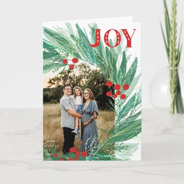 Joy Berry Wreath Weihnachtskarte Feiertagskarte (Vorderseite)