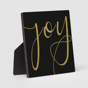Joy Black and Gold Christmas Sign Fotoplatte