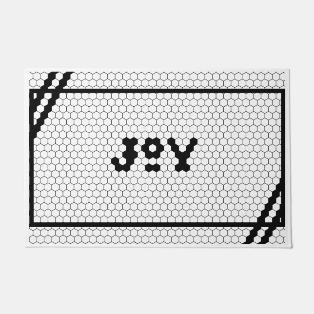 Joy Black and White Hex Tile Fußmatte (Vorderseite)