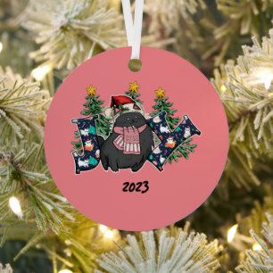 Joy Black Cat Christmas Ornament Aus Metall