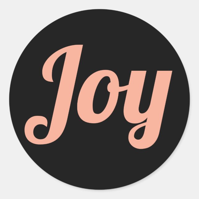 Joy Black Color Script Einfache Moderne Ferien Runder Aufkleber (Vorderseite)