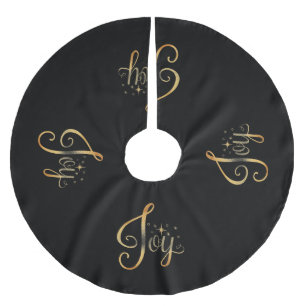 "Joy" Black Gold Script Elegante Feiertage Saison Polyester Weihnachtsbaumdecke