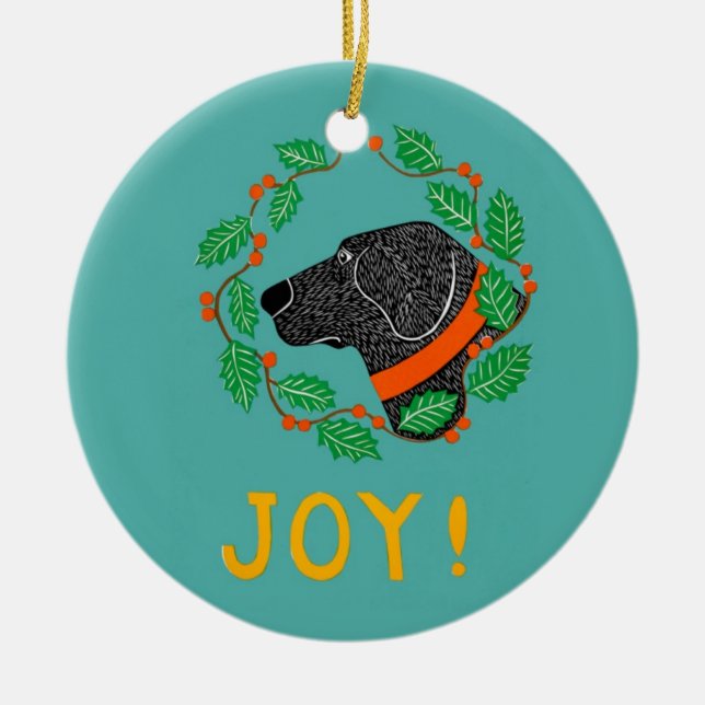 Joy Black Lab Ornament von Stephen Huneck (Vorne)