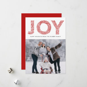 JOY-Blatt-Typografie Rote Weihnachts-Foto Feiertagskarte