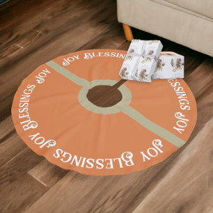 Joy Blessing Mutes Sage Green Orange Weihnachten Polyester Weihnachtsbaumdecke