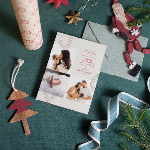 Joy Blush Birth Announcement Gold Foil Holiday Folien Feiertagskarte