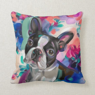 'Joy' Boston Terrier Dog Art Kissen