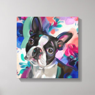 'Joy' Boston Terrier Dog Art Print auf Leinwand