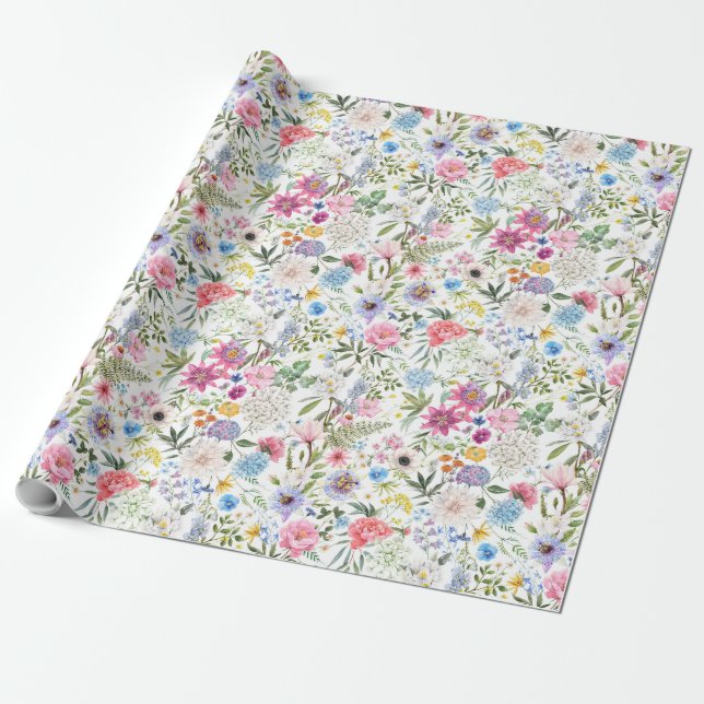 Joy Botanical Floral Festival Garden Muster Pink Geschenkpapier (Ungerollt)