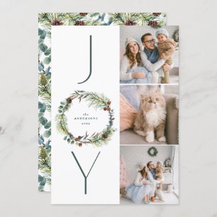 JOY Botanical Pine Wreath Foto Collage Weihnachten