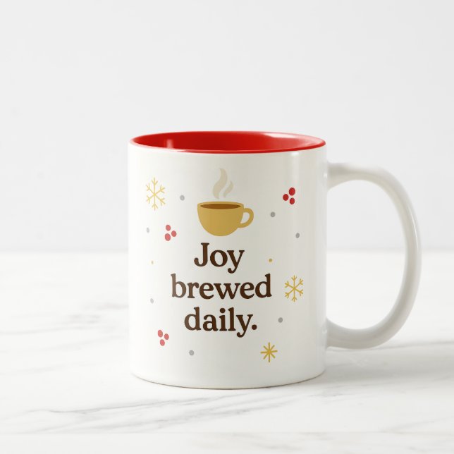 Joy Brewed Daily – Cozy Holiday Coffee Mug Zweifarbige Tasse (Rechts)