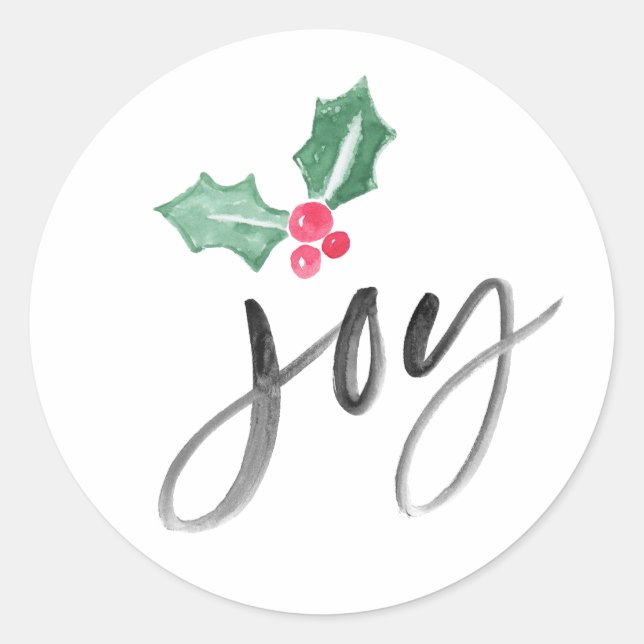 Joy Brush Script Holiday | Weihnachten Runder Aufkleber (Vorderseite)
