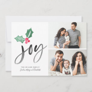 Joy Brush Script Holiday   Weihnachts-2-Foto-Karte