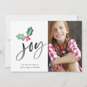 Joy Brush Script Holiday   Weihnachts-Fotokarte