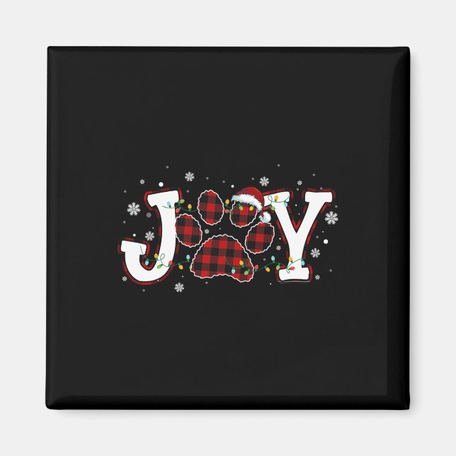 Joy Buffalo Red Kariert Dog Paw Print Christmas Or Magnet (Vorne)