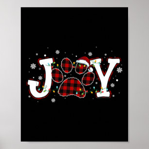 Joy Buffalo Red Kariert Dog Paw Print Christmas Or Poster