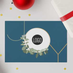 Joy Business Logo Happy Holidays Blue Custom Feiertagskarte