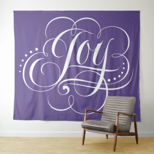 JOY Calligrafy Letters Ultra Violet Lila Wandteppich