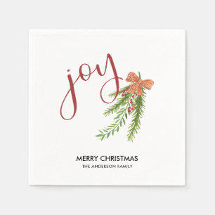 Joy Calligraphy I Watercolor Weihnachtsgebliebene  Serviette