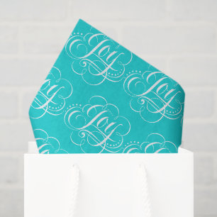 JOY Calligraphy Lettering Geblüht Aqua Blue Seidenpapier