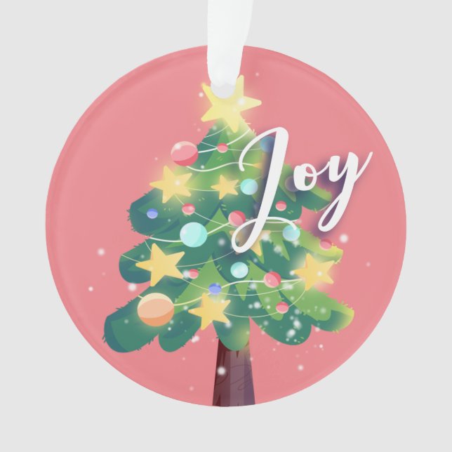 Joy Carton Christmas Tree Pink Ornament (Vorderseite)
