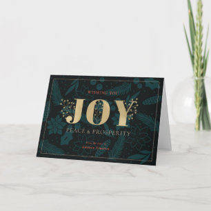 JOY Chic Navy Blue Business Holiday Card Feiertagskarte