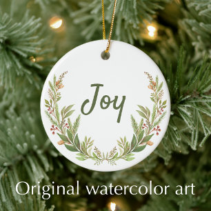 Joy Christian Bibelvers Wasserfarbe Weihnachten  Keramik Ornament