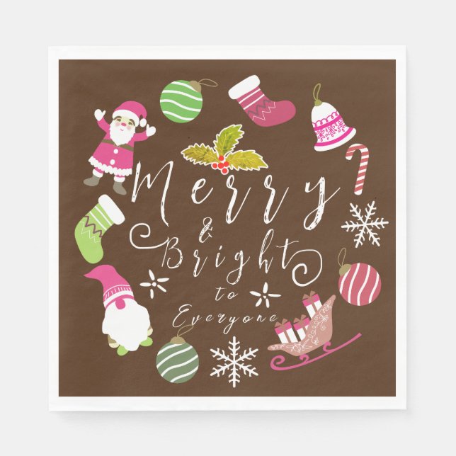 Joy Christmas Brown Serviette (Vorderseite)