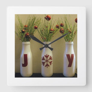 "JOY" CHRISTMAS CLOCK QUADRATISCHE WANDUHR