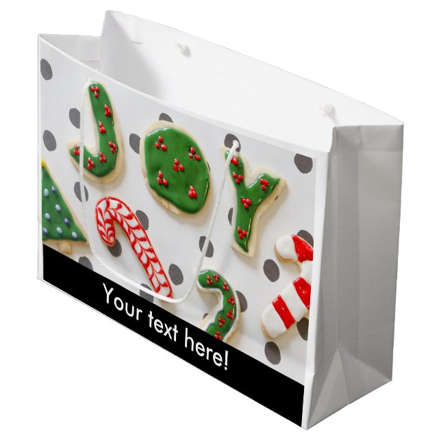 Joy Christmas Cookies Große Geschenktüte (Vorderseite Schrägansicht)