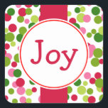 Joy Christmas Dots Stickers<br><div class="desc">Helle,  festliche Punkte schmücken diese Joy Weihnachtsaufkleber. Verwenden Sie diese lustigen,  Vintagen Sticker auf Geschenken,  Handwerkskunst,  Umschläge,  Weihnachtskarten,  Weihnachtskekse,  Geschenktaschen,  etc... Das Design stammt aus der Originalkunst.</div>