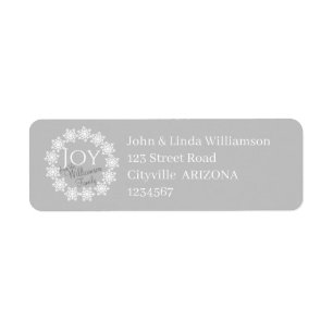 JOY Christmas Family Silver Gray White Snowflake