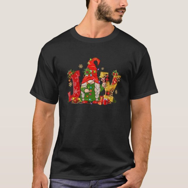 Joy Christmas Gnome Merry Xmas Holiday Winter Red  T-Shirt (Vorderseite)