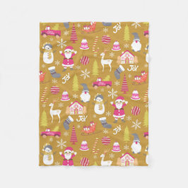 Joy Christmas Gold Fleecedecke