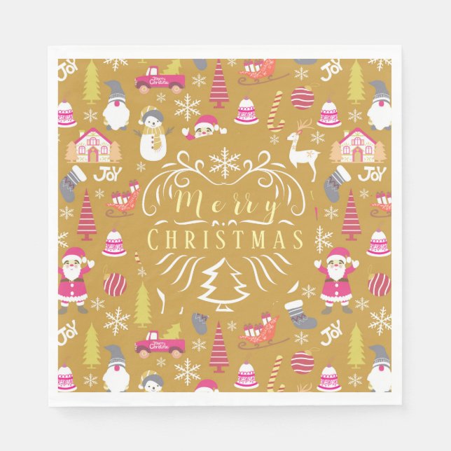 Joy Christmas Gold Serviette (Vorderseite)